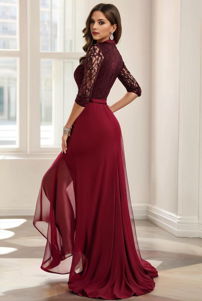 3 4 sleeve sheer sequin stripe high low hem evening dress 137536