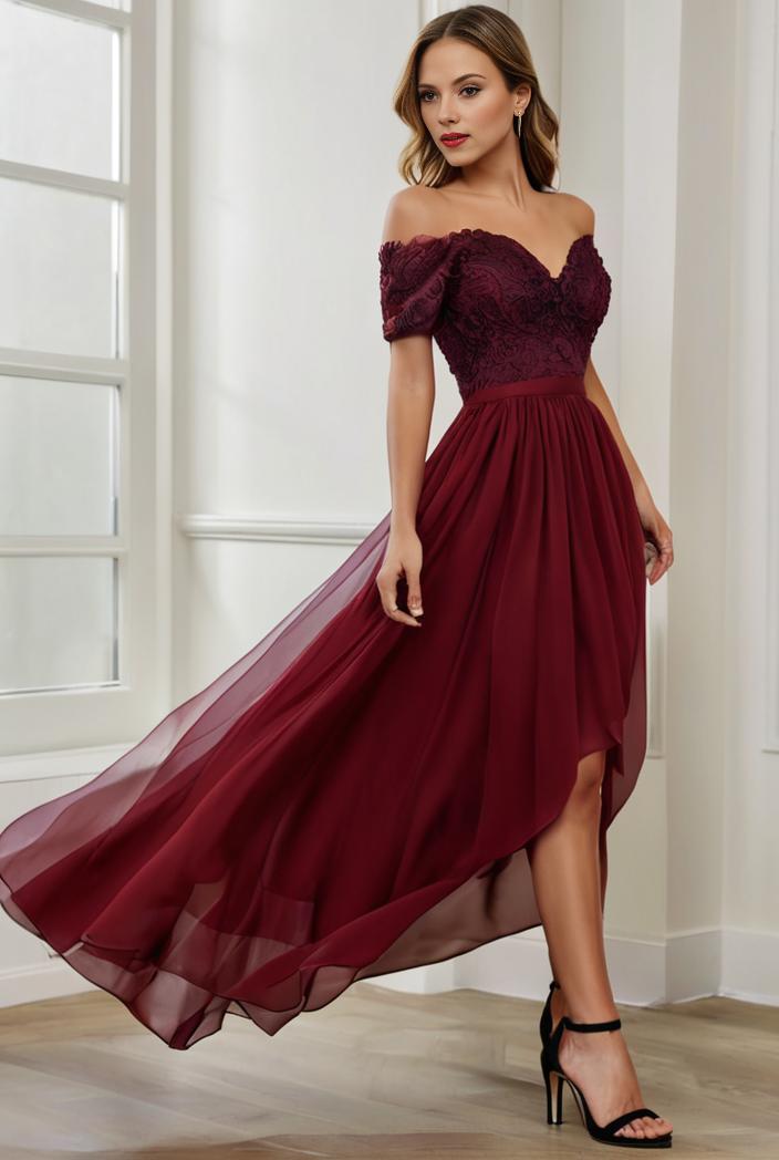 3 4 sleeve sheer sequin stripe high low hem evening dress 137542