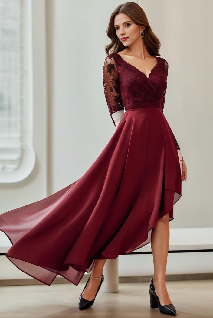 3 4 sleeve sheer sequin stripe high low hem evening dress 137544