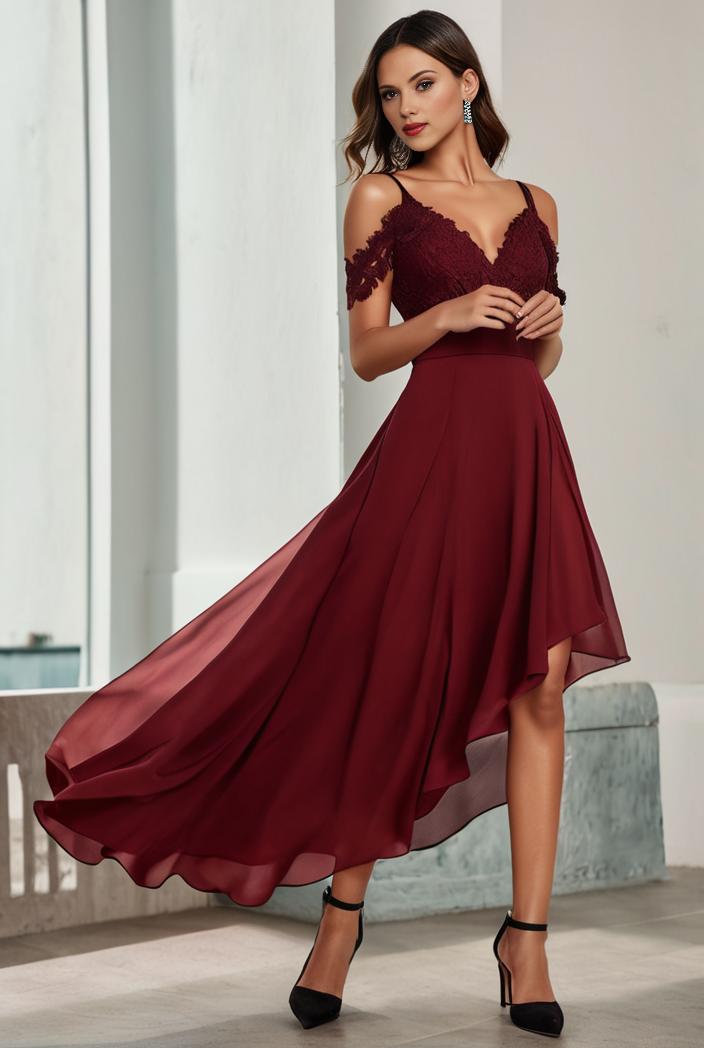 3 4 sleeve sheer sequin stripe high low hem evening dress 137549