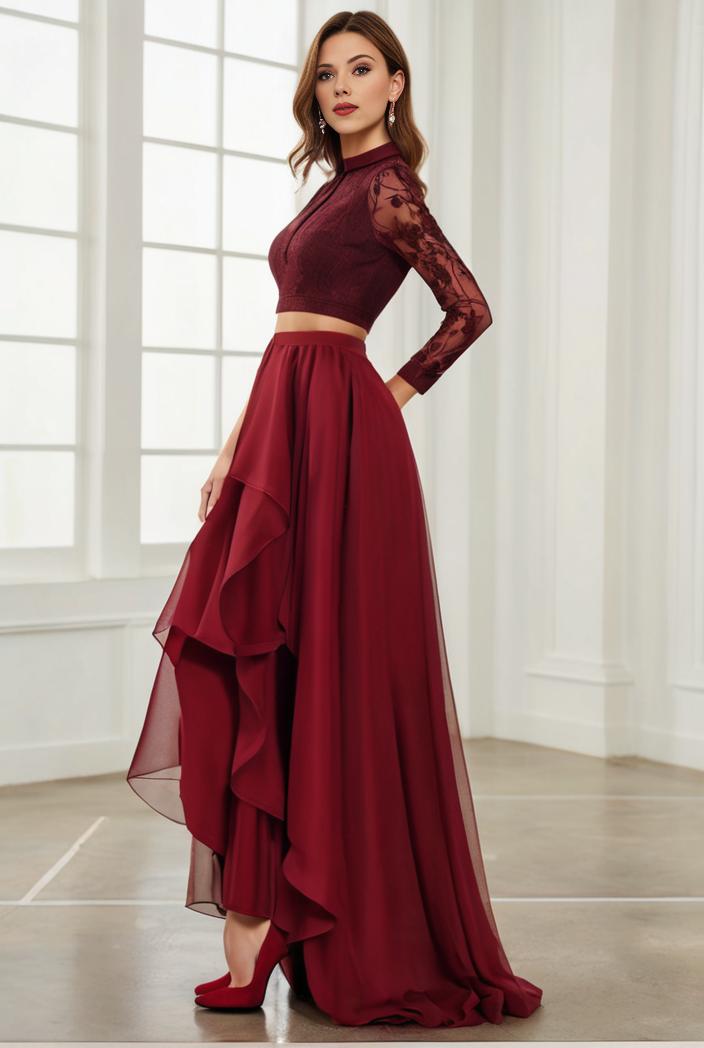 3 4 sleeve sheer sequin stripe high low hem evening dress 137550