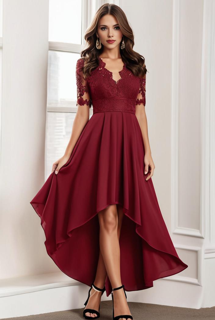 3 4 sleeve sheer sequin stripe high low hem evening dress 137571