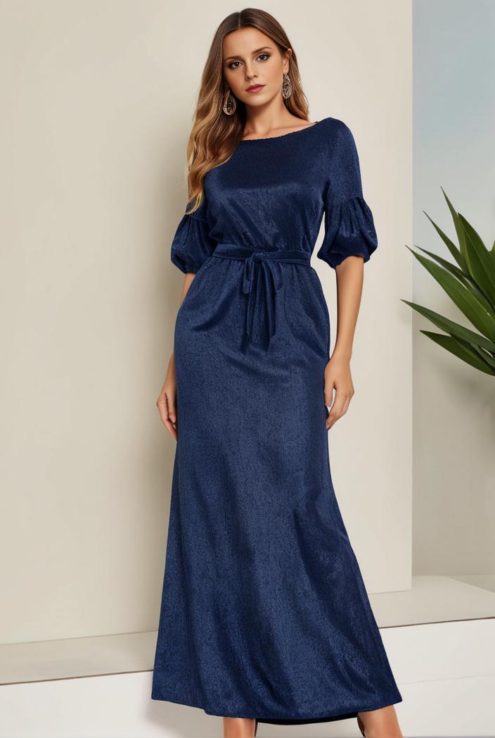 3 4 sleeve bodycon plunging back sequin evening dress 145479