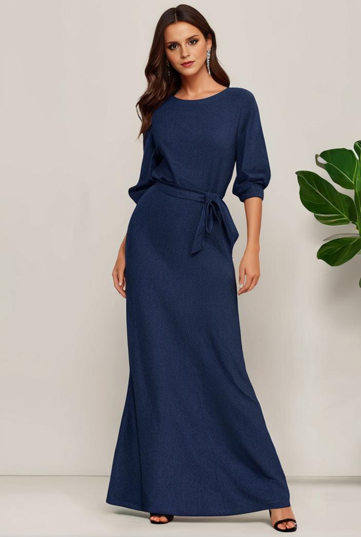 3 4 sleeve bodycon plunging back sequin evening dress 145480