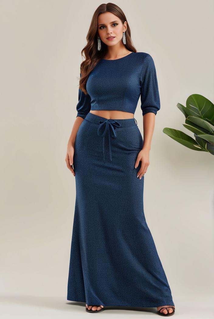 3 4 sleeve bodycon plunging back sequin evening dress 145486