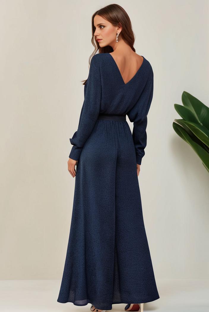 3 4 sleeve bodycon plunging back sequin evening dress 145499