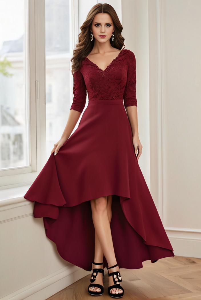 3 4 sleeve sheer sequin stripe high low hem evening dress 145588