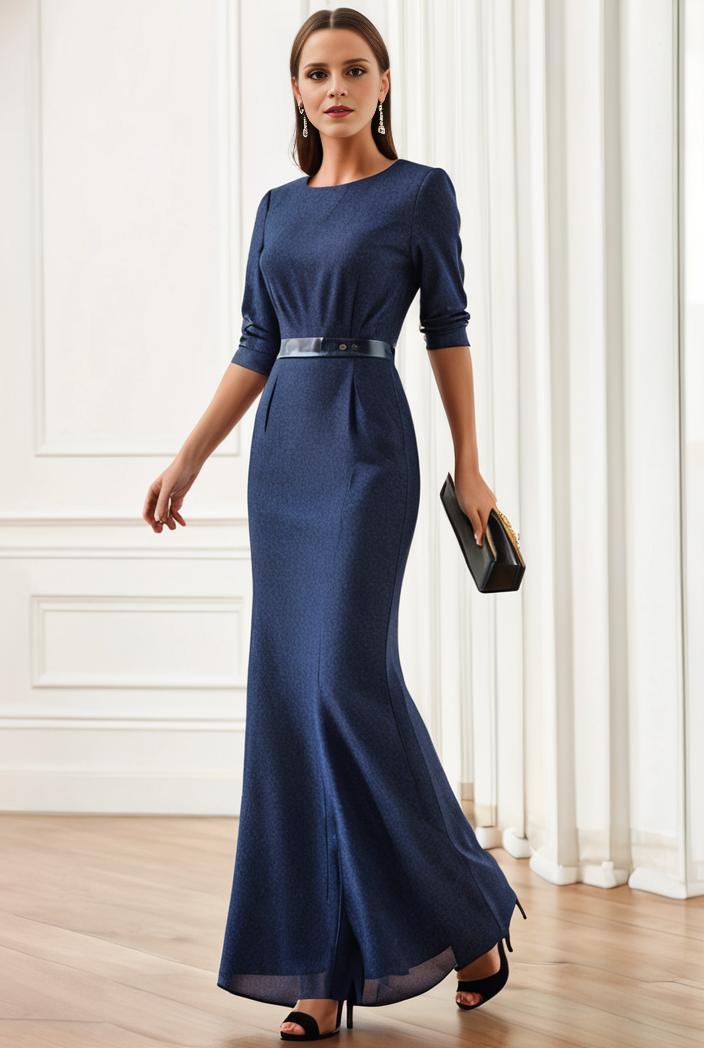 3 4 sleeve bodycon plunging back sequin evening dress 131179