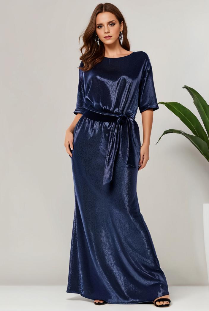 3 4 sleeve bodycon plunging back sequin evening dress 131185