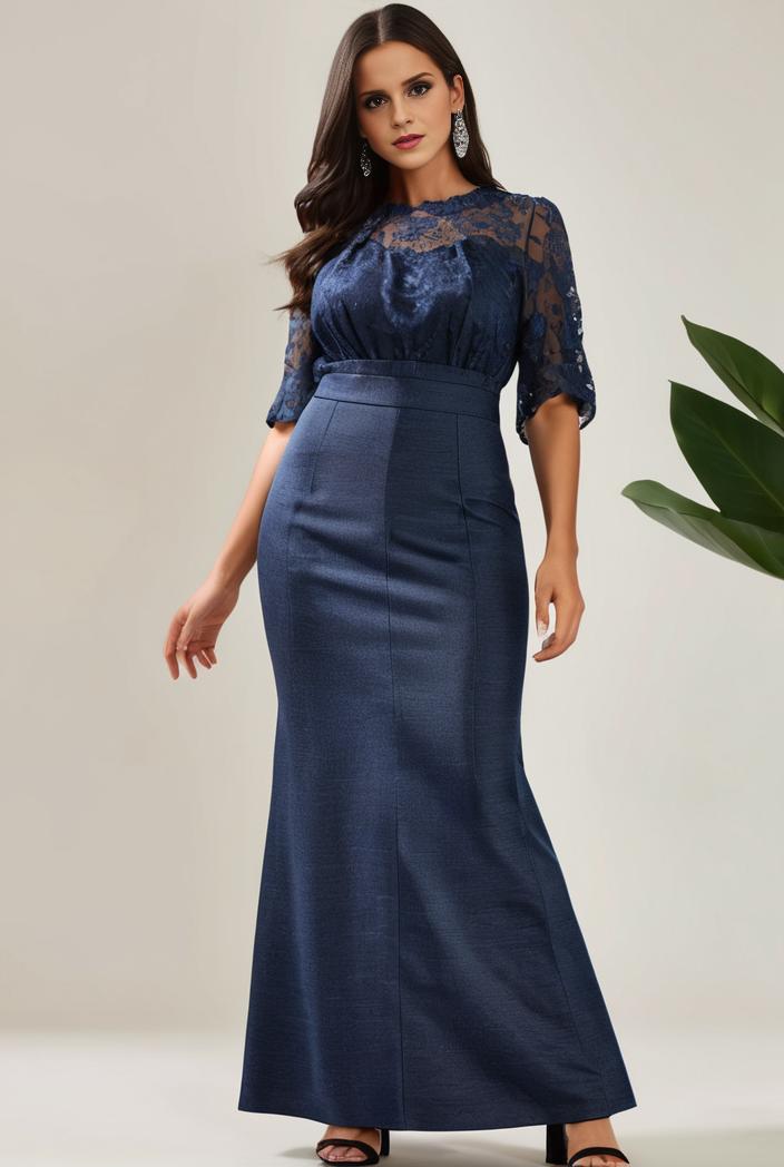 3 4 sleeve bodycon plunging back sequin evening dress 131187