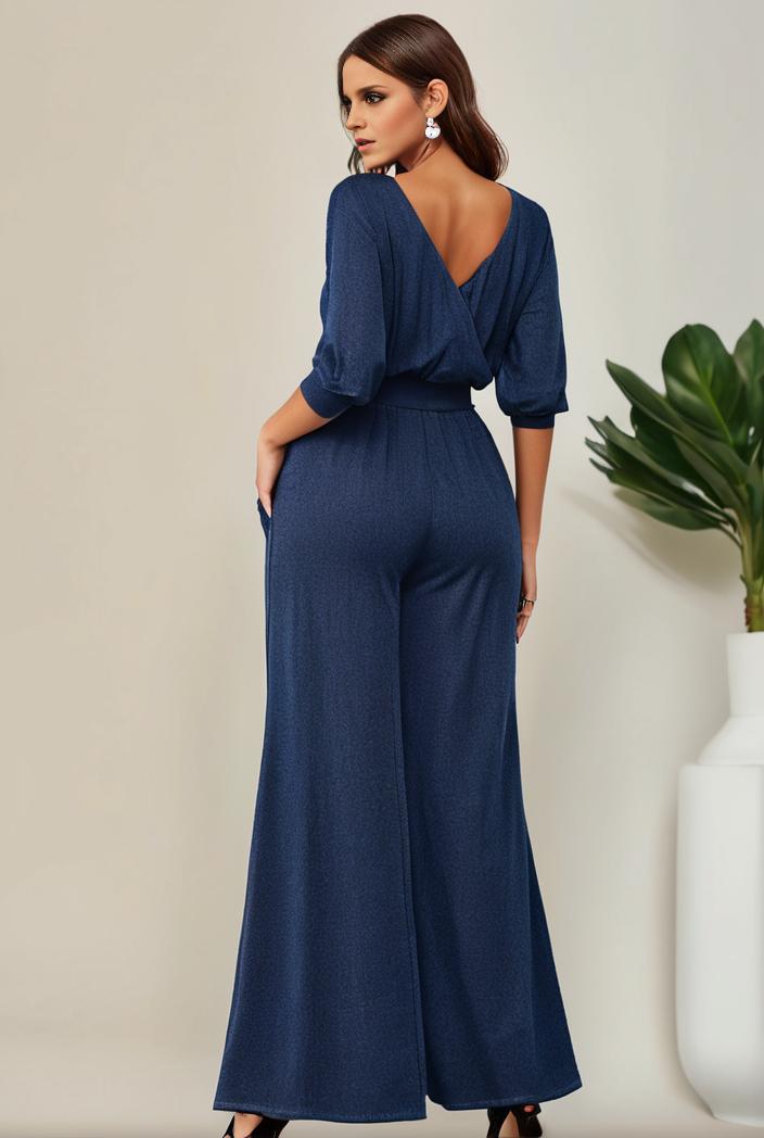 3 4 sleeve bodycon plunging back sequin evening dress 131198