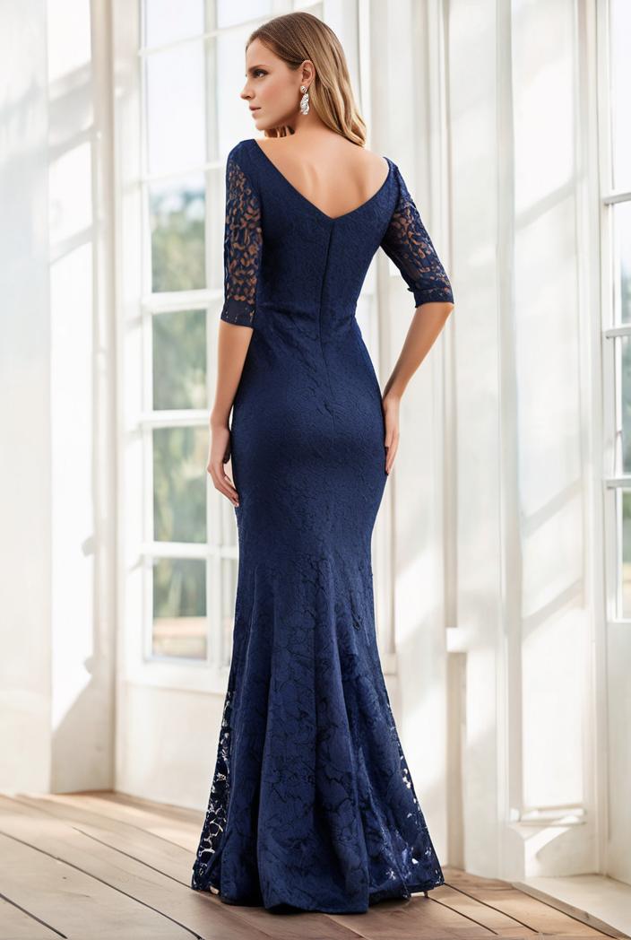 3 4 sleeve bodycon plunging back sequin evening dress 131209