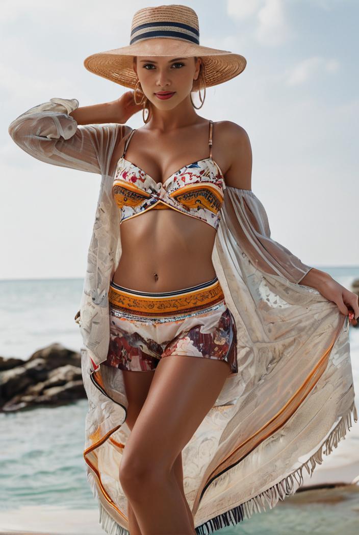 3 pieces sexy print bikini women high waist swimsuit cover up swimwear female lady bathing suit swimming summer beachwear 144514