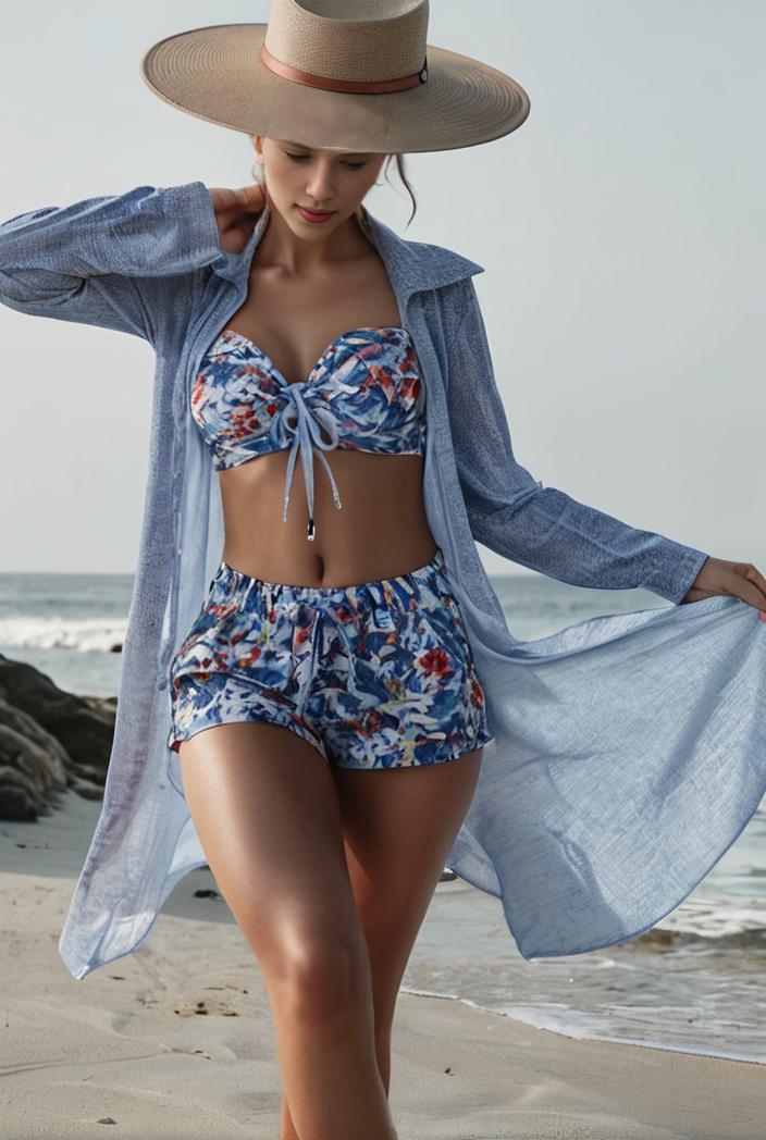 3 pieces sexy print bikini women high waist swimsuit cover up swimwear female lady bathing suit swimming summer beachwear 144532