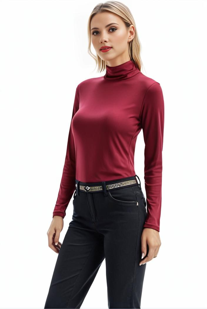 3 sets of turtleneck tees comfy long sleeve shirt perfect for spring autumn women s apparel 144678