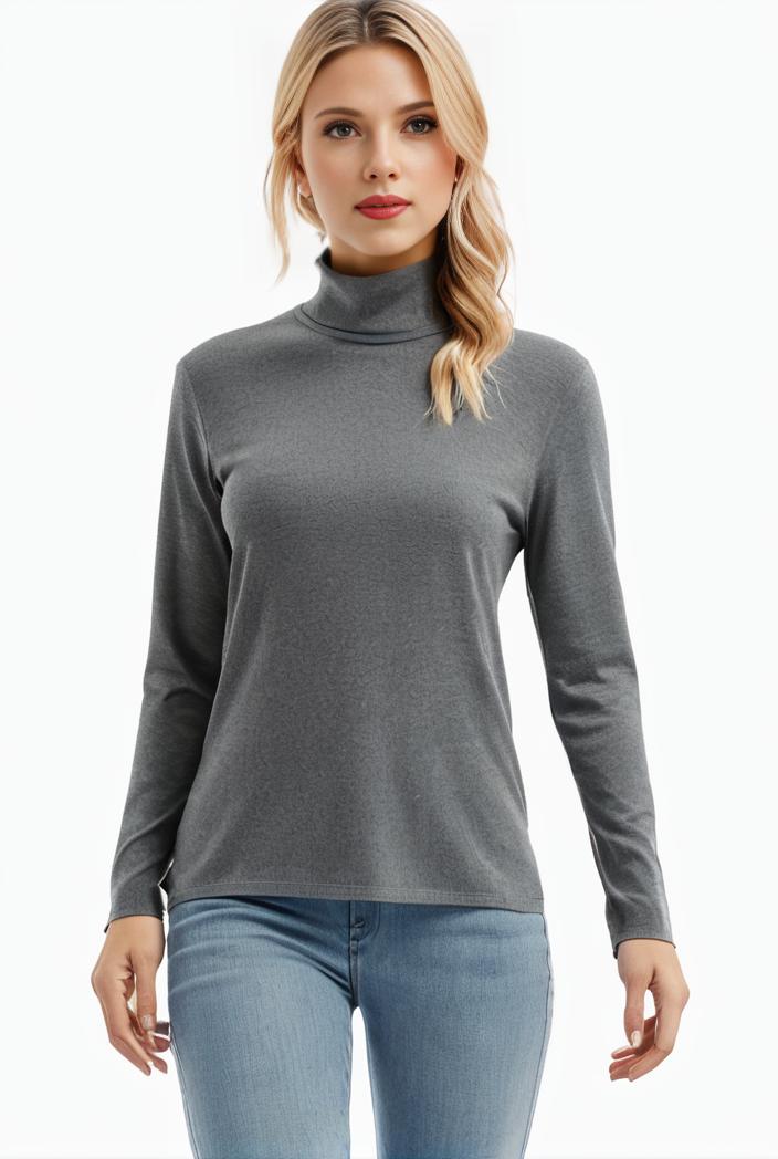 3 sets of turtleneck tees comfy long sleeve shirt perfect for spring autumn women s apparel 144683
