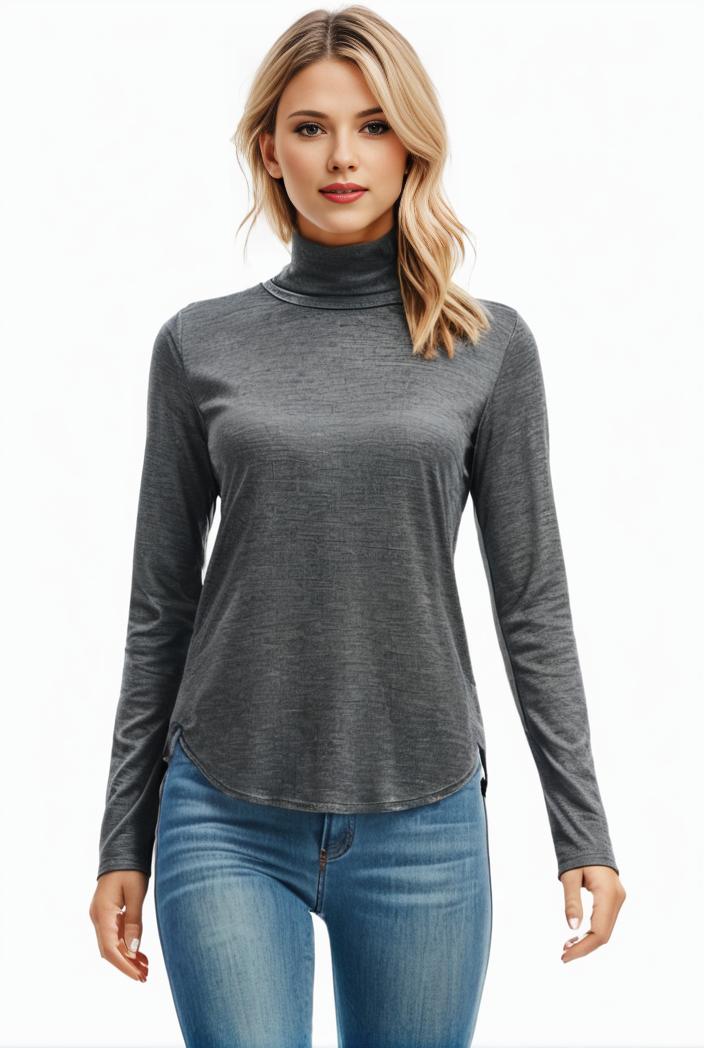 3 sets of turtleneck tees comfy long sleeve shirt perfect for spring autumn women s apparel 144687