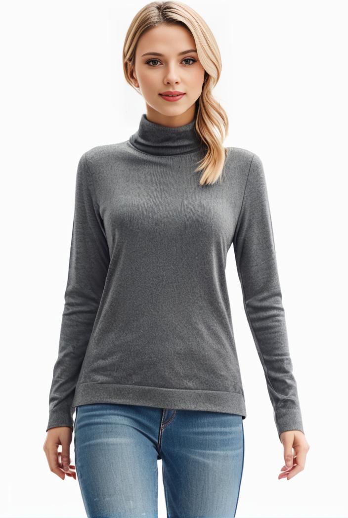 3 sets of turtleneck tees comfy long sleeve shirt perfect for spring autumn women s apparel 144689
