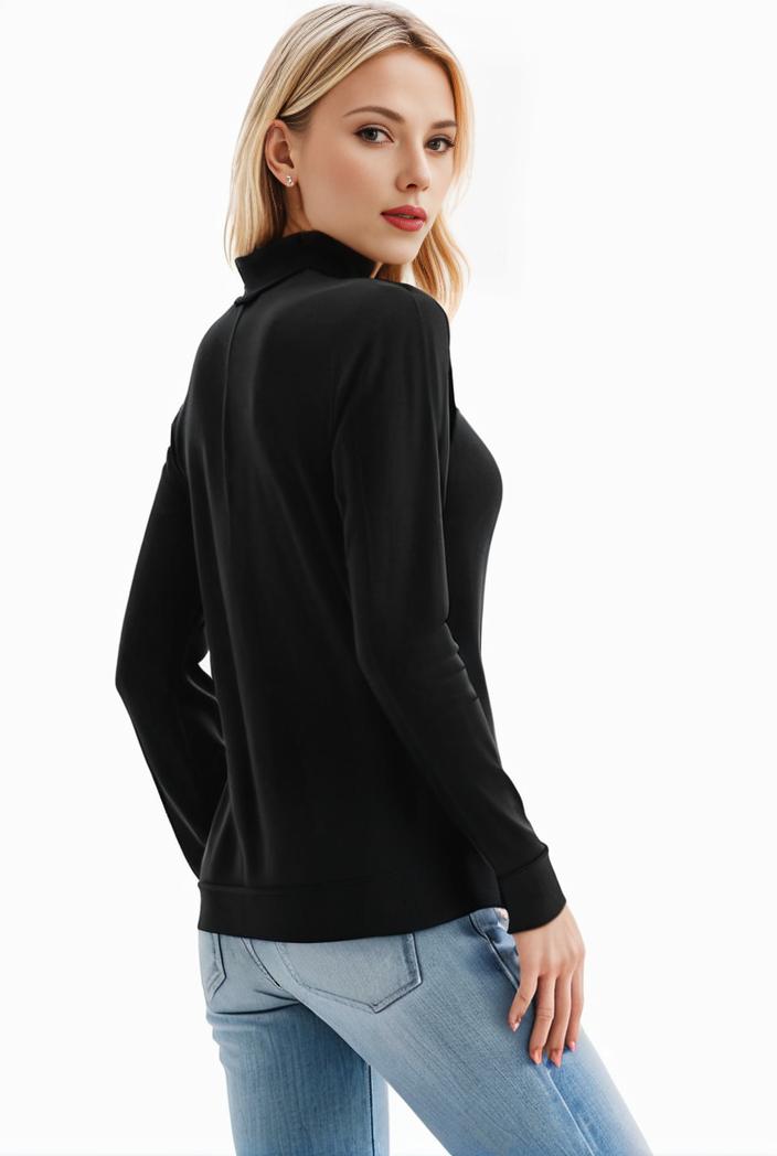 3 sets of turtleneck tees comfy long sleeve shirt perfect for spring autumn women s apparel 144701