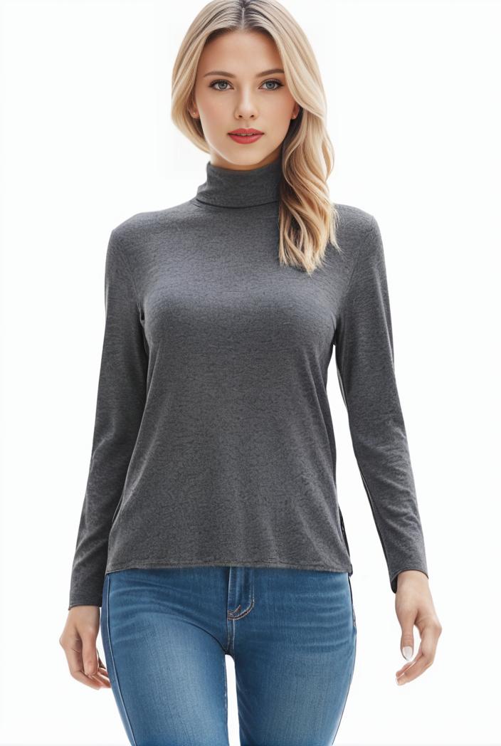 3 sets of turtleneck tees comfy long sleeve shirt perfect for spring autumn women s apparel 129535