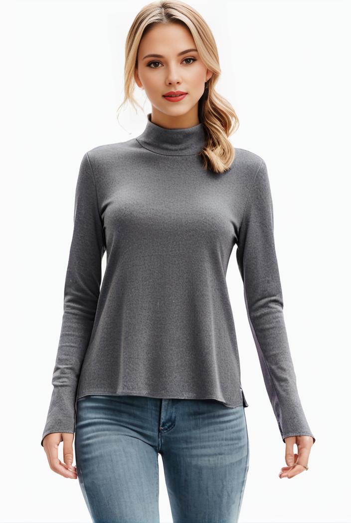 3 sets of turtleneck tees comfy long sleeve shirt perfect for spring autumn women s apparel 129536