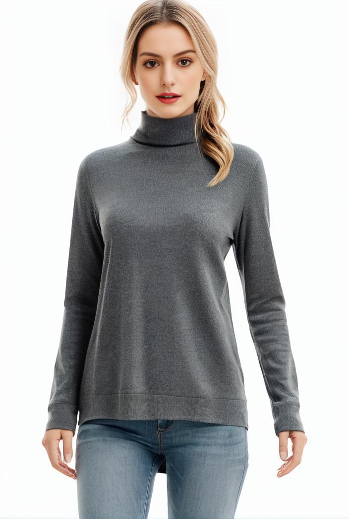 3 sets of turtleneck tees comfy long sleeve shirt perfect for spring autumn women s apparel 132694
