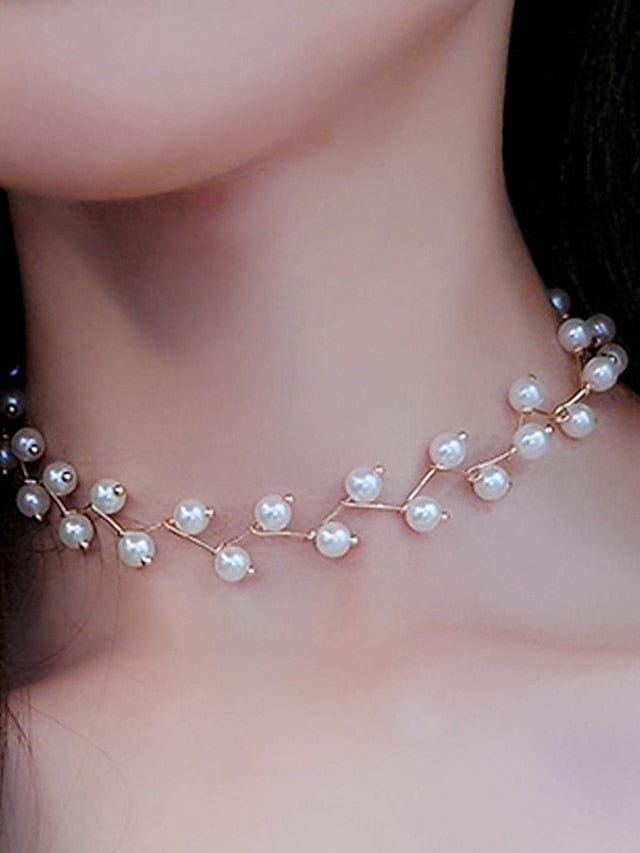 1 Piece Elegant Pearl White Choker Necklace for Women - Timeless Wedding Jewelry