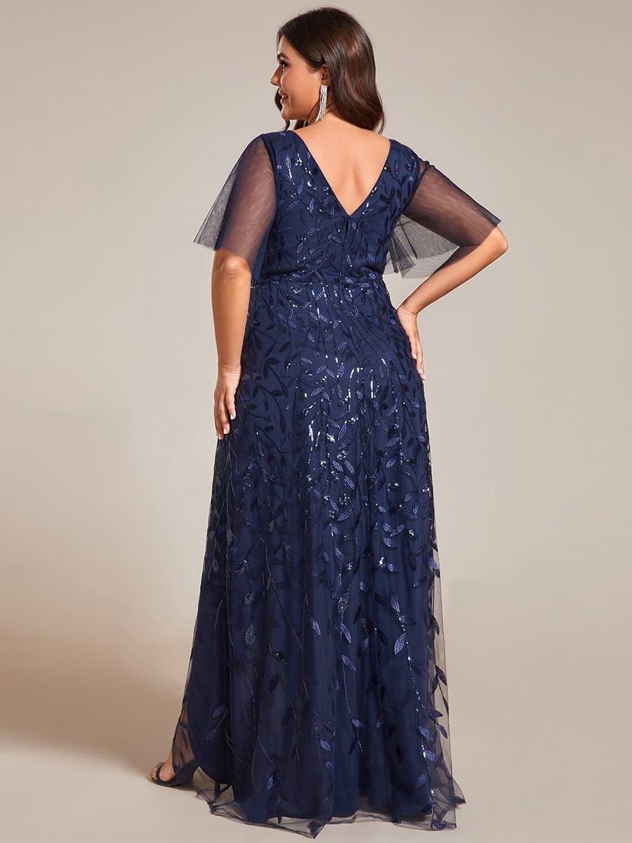 Sparkling V-Neck Sequin High Low Evening Dress