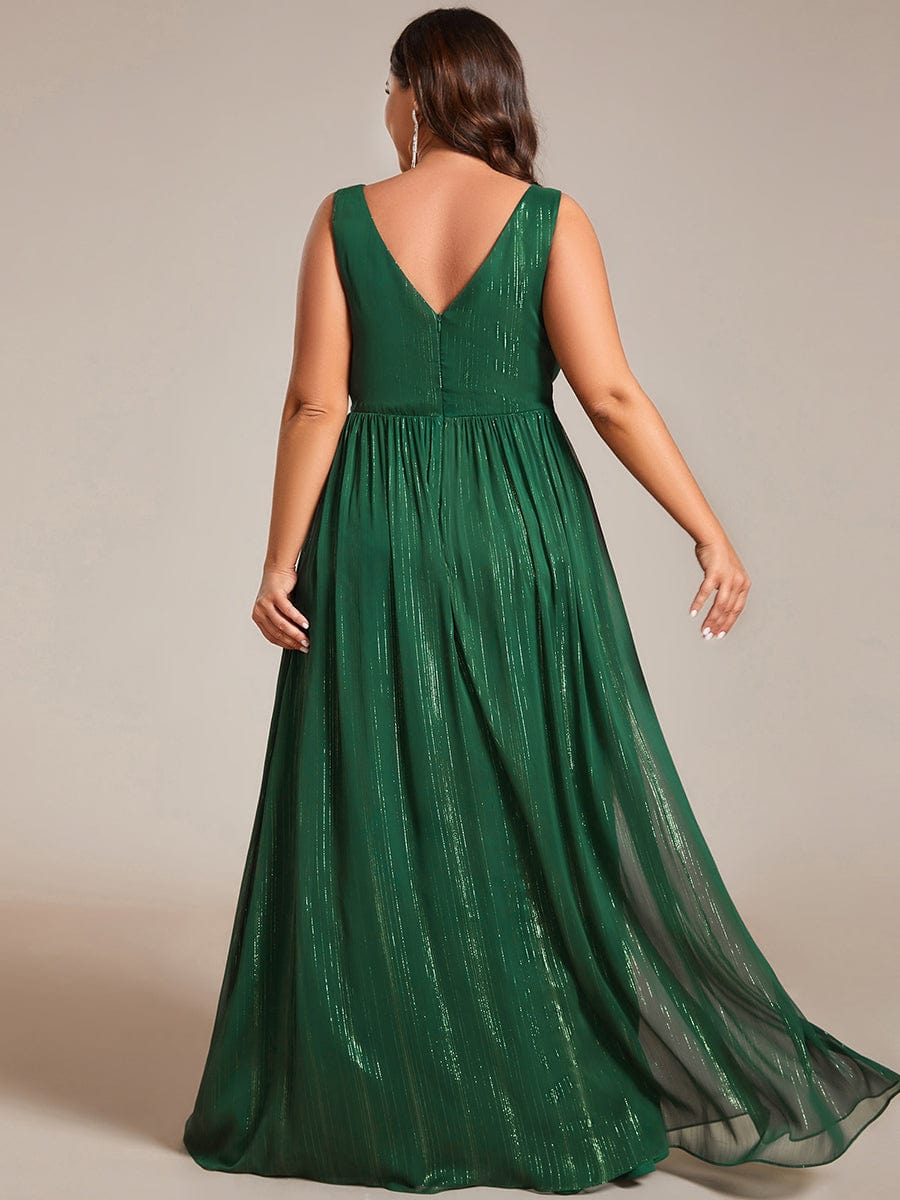 Glamorous Plus Size Sparkling V-Neck Formal Dress