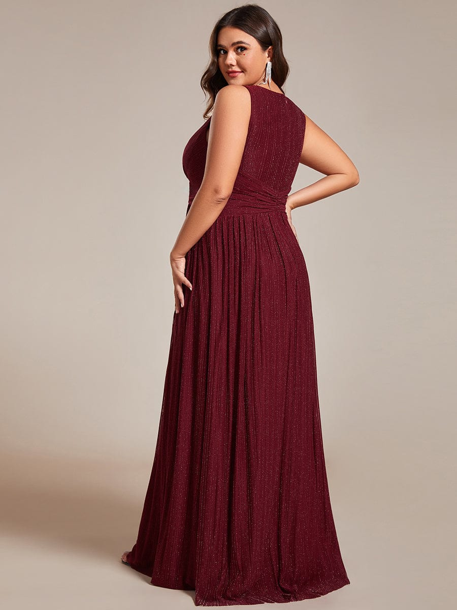 Elegant Sleeveless V-Neck Pleated A-Line Plus Size Evening Gown