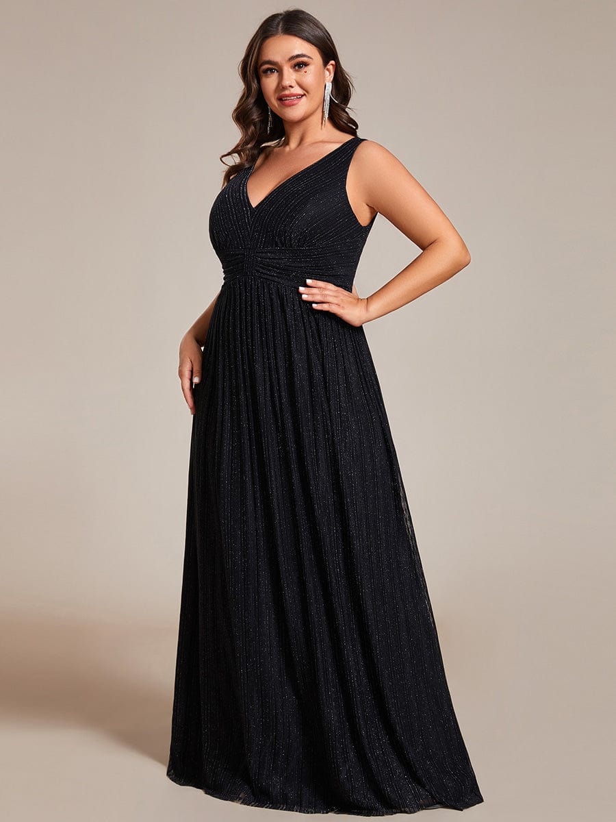 Elegant Sleeveless V-Neck Pleated A-Line Plus Size Evening Gown