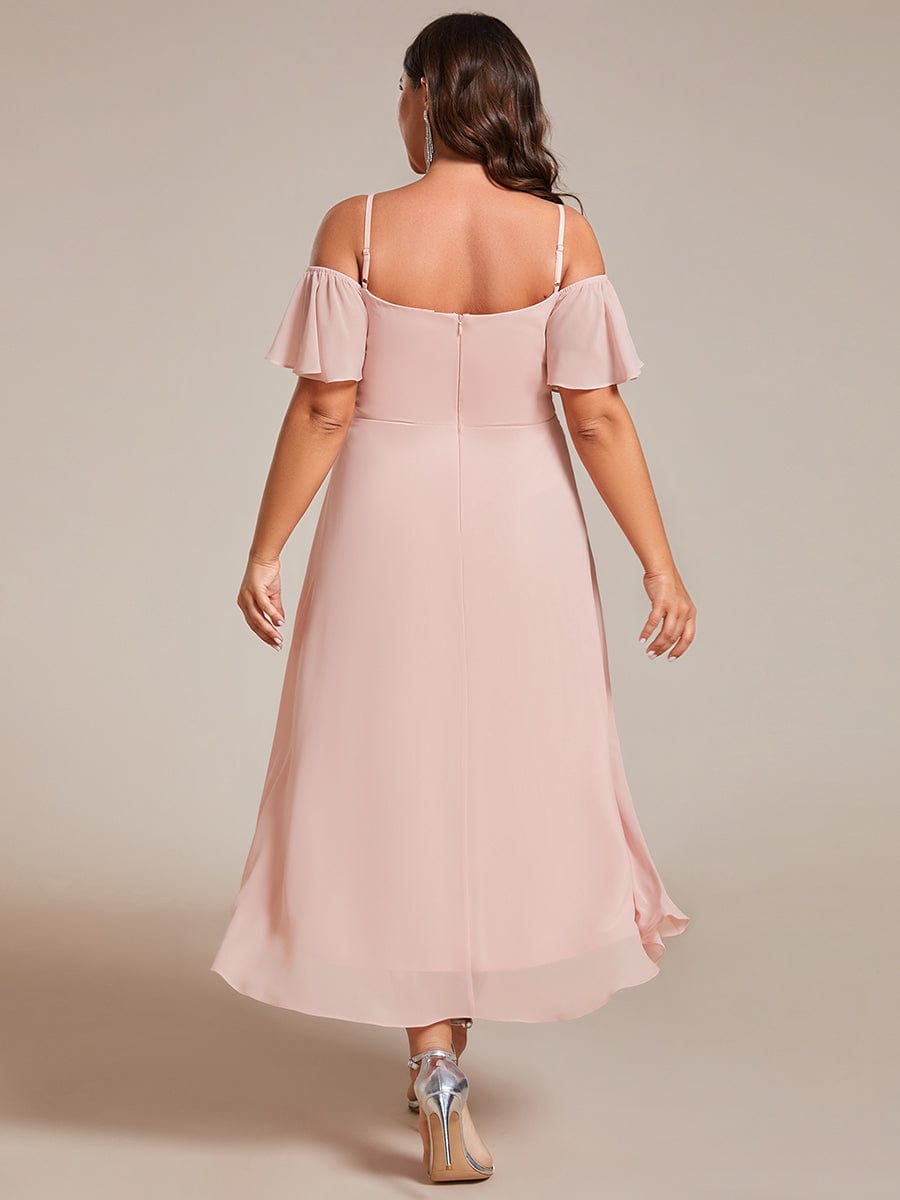 Elegant Plus Size Chiffon Cold Shoulder Wedding Guest Dress