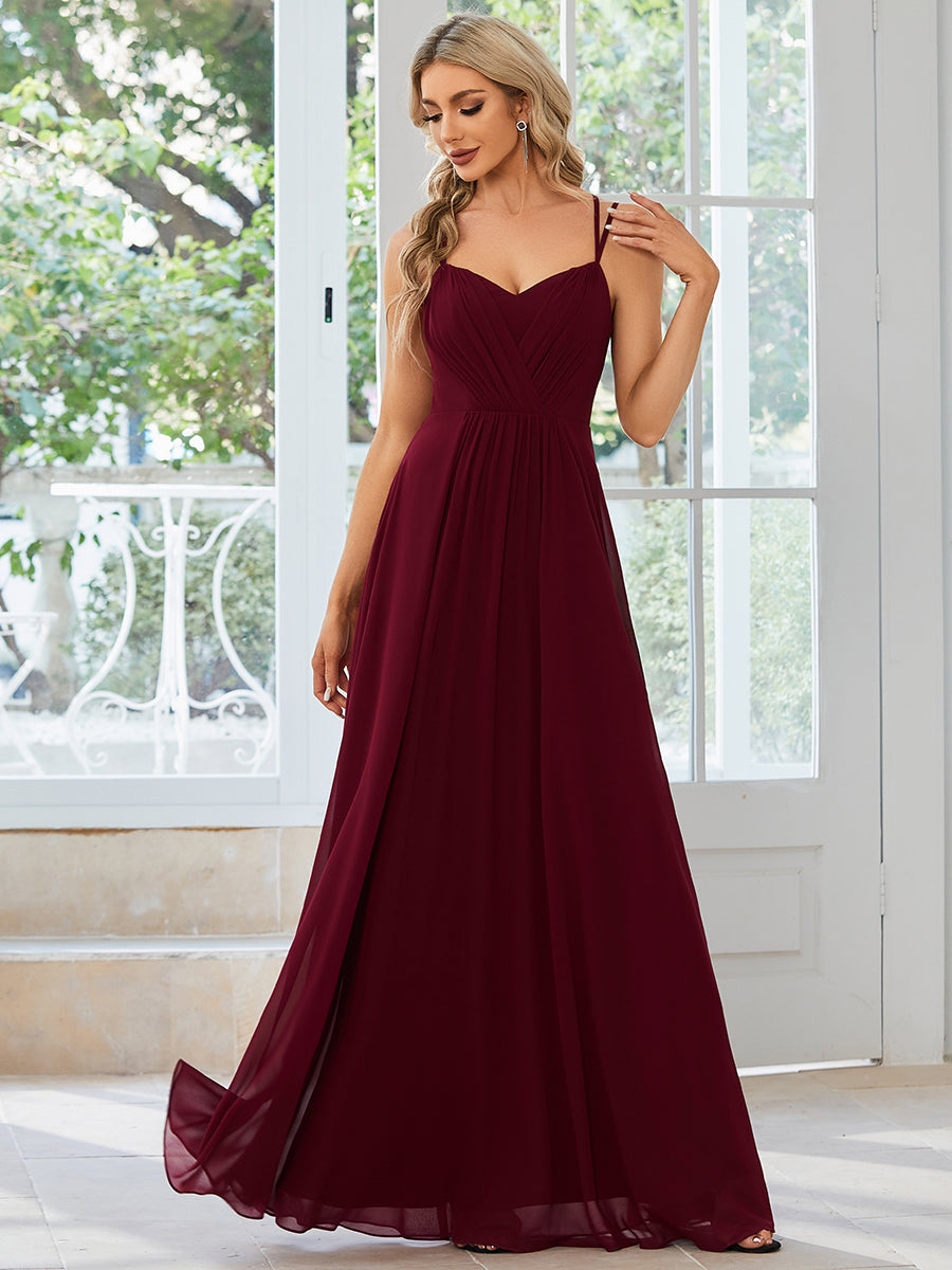 Wholesale Chiffon Bridesmaid Dress with Lace V-Back