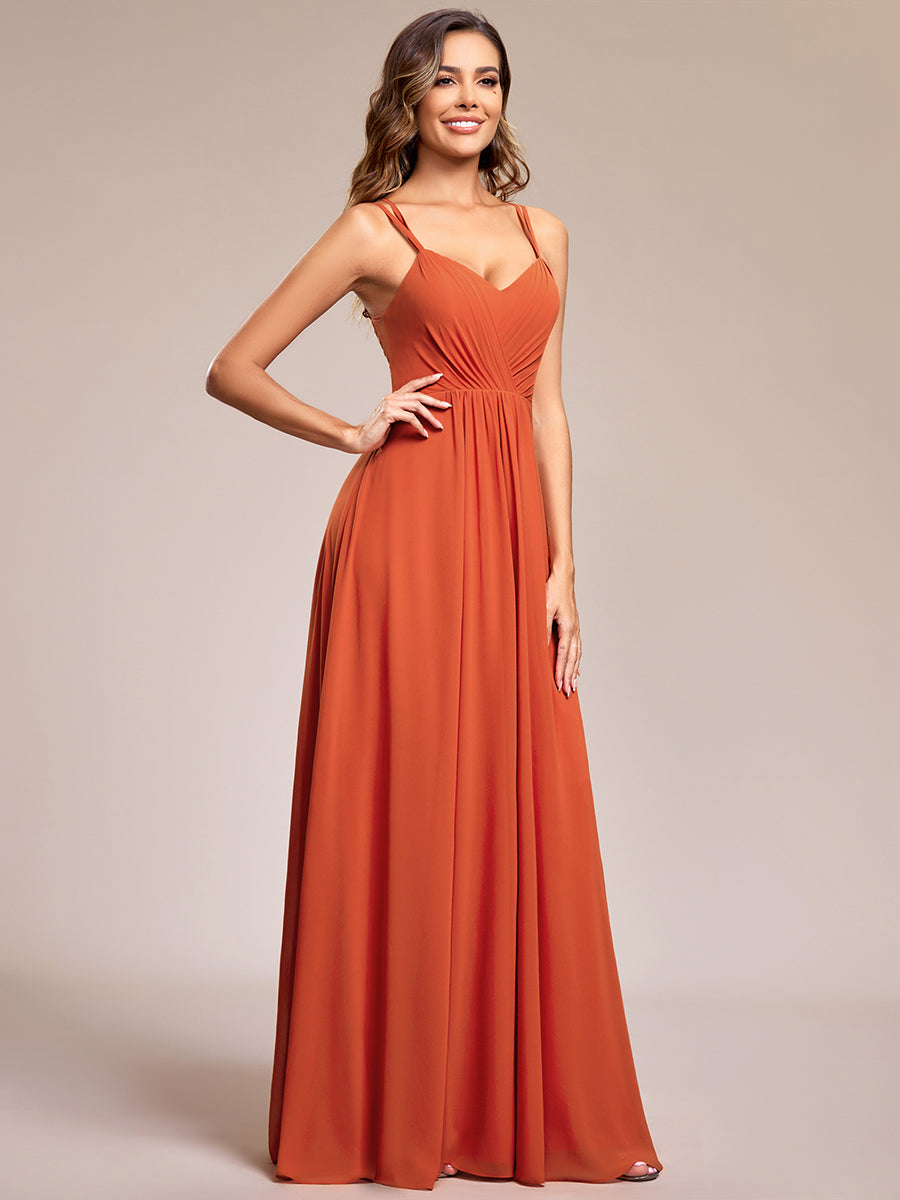 Wholesale Chiffon Bridesmaid Dress with Lace V-Back