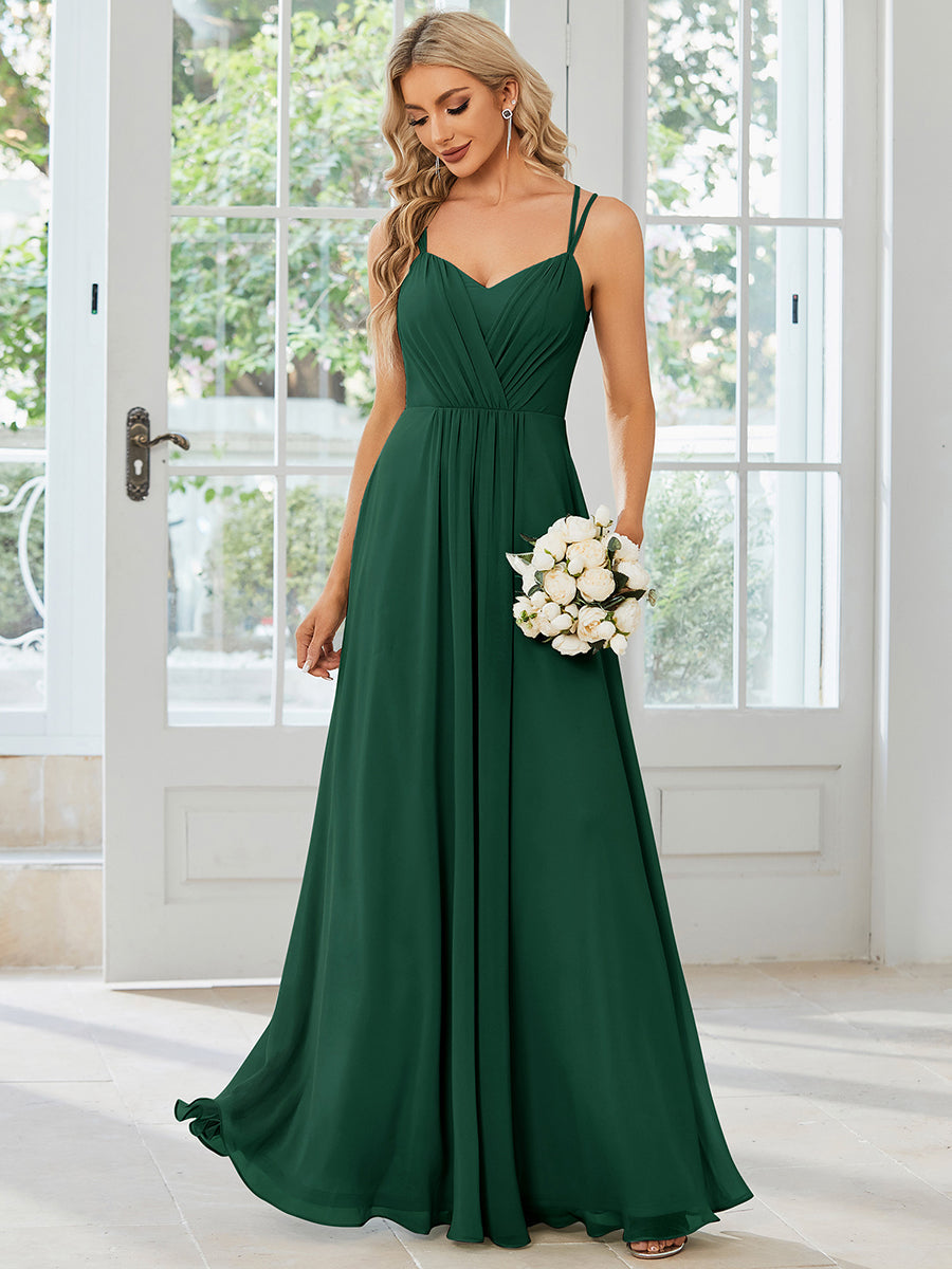 Wholesale Chiffon Bridesmaid Dress with Lace V-Back