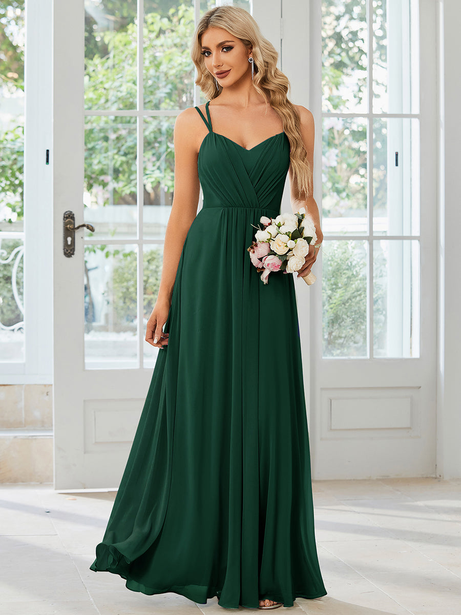 Wholesale Chiffon Bridesmaid Dress with Lace V-Back