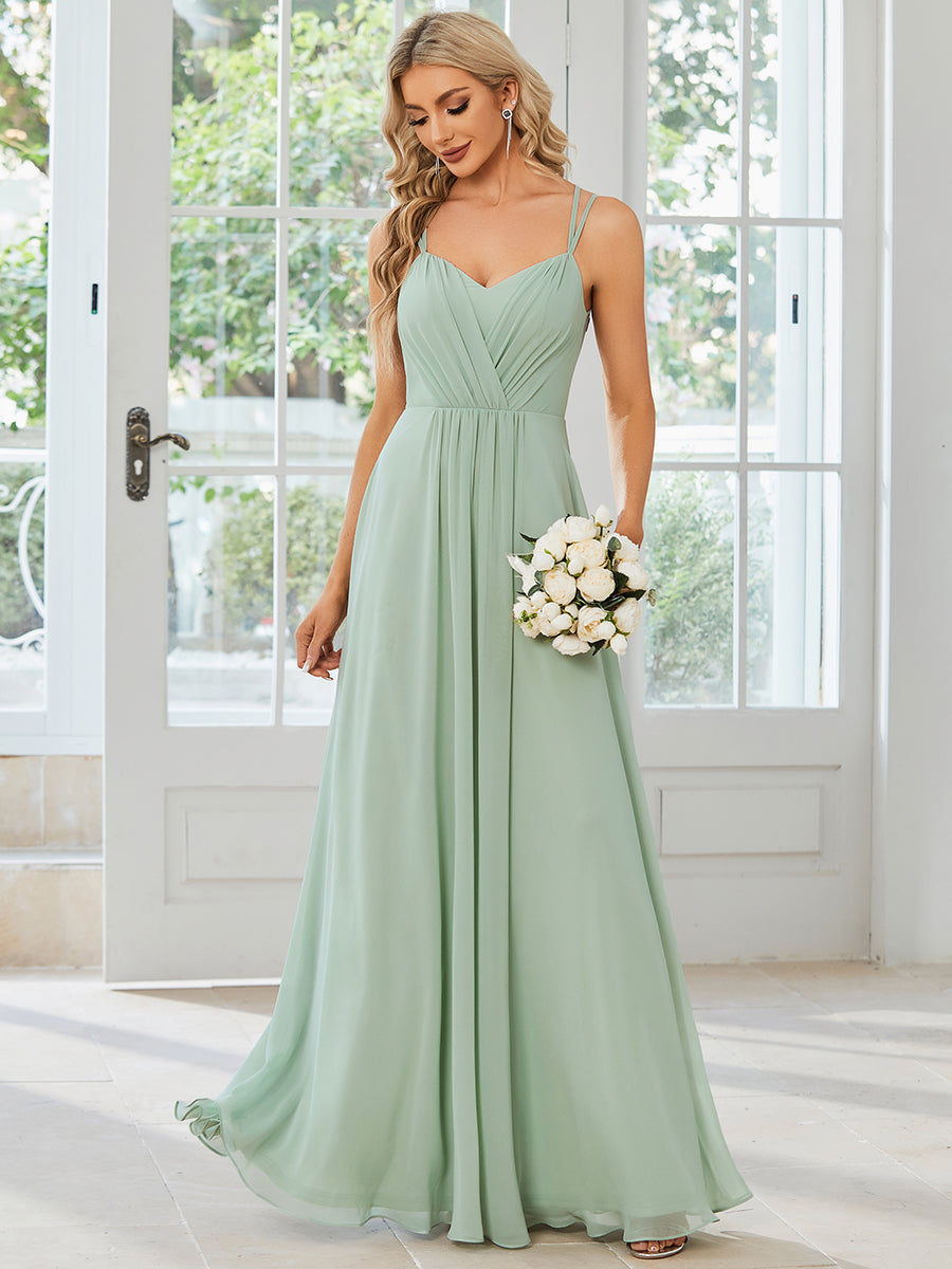 Wholesale Chiffon Bridesmaid Dress with Lace V-Back