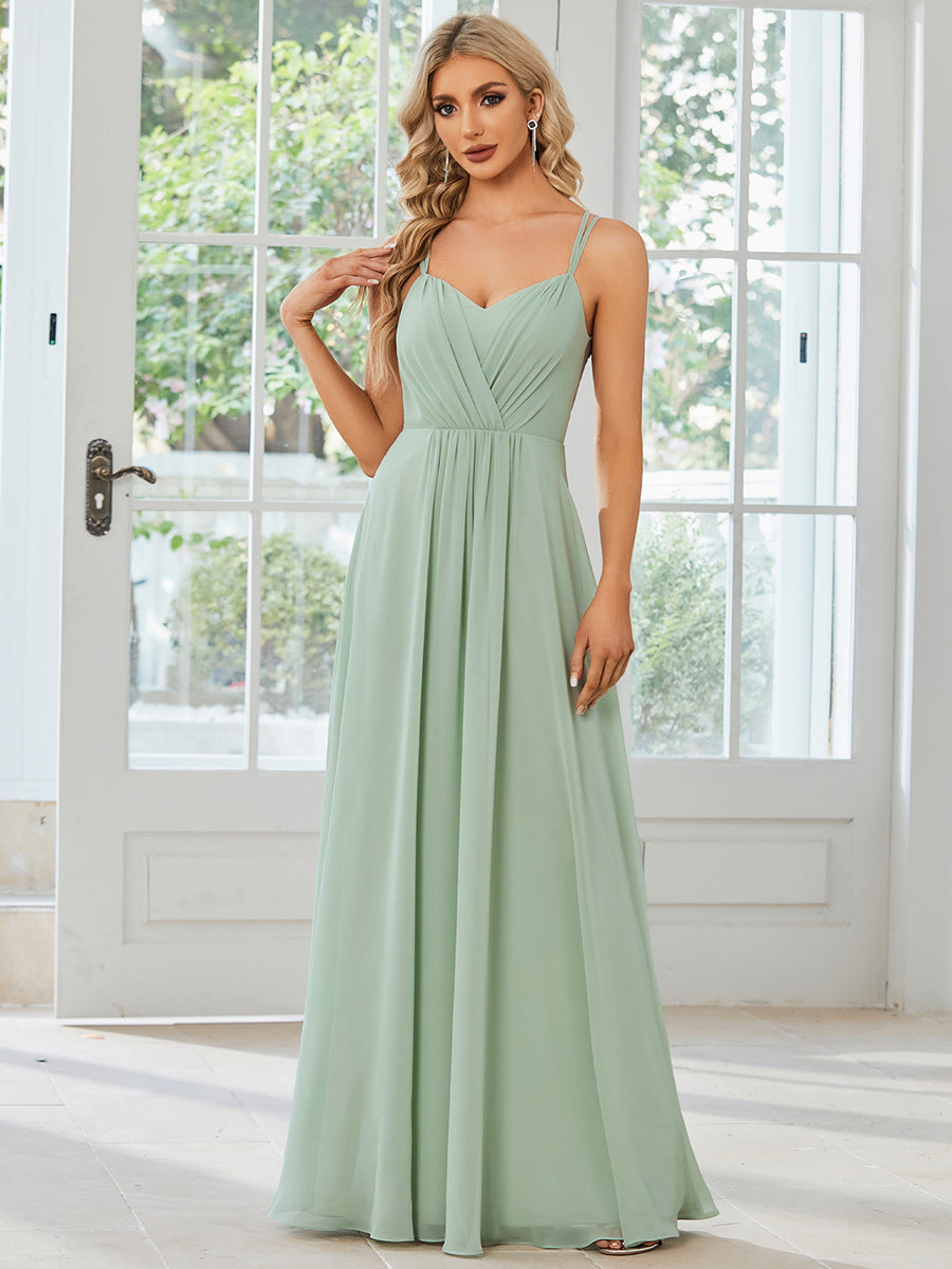 Wholesale Chiffon Bridesmaid Dress with Lace V-Back