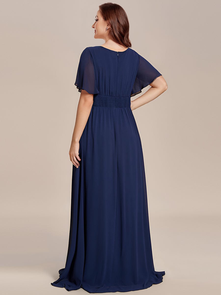 Elegant Chiffon Pleated A-Line Round Neck Bridesmaid Gown