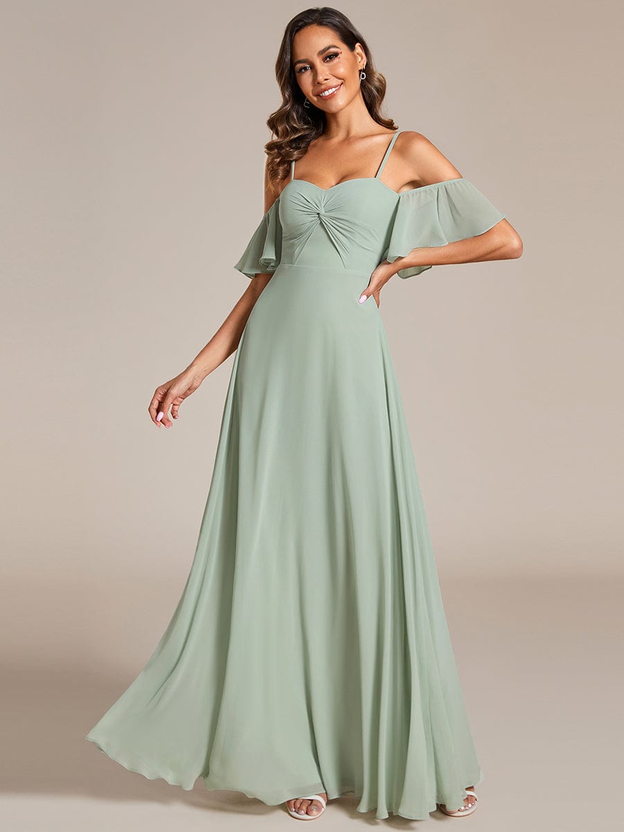 Enchanting Chiffon A-line Bridesmaid Dress with Sweetheart Neckline and Knot Detail