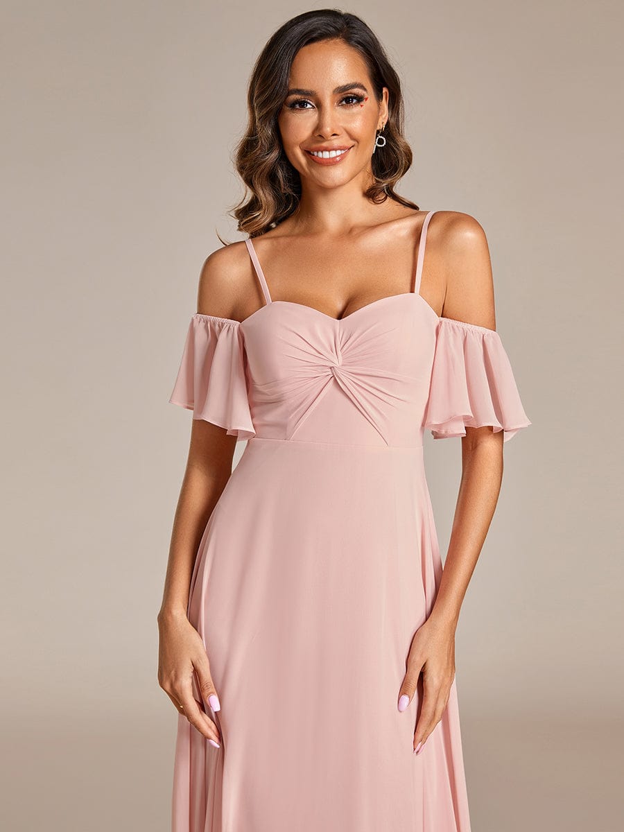 Enchanting Chiffon A-line Bridesmaid Dress with Sweetheart Neckline and Knot Detail