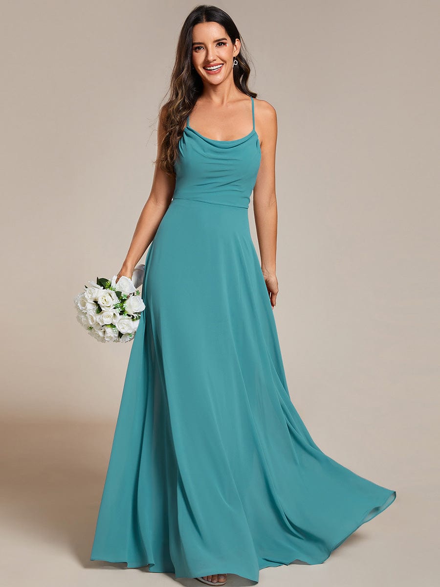 Elegant Sleeveless A-Line Chiffon Bridesmaid Gown with Criss-Cross Back Detail