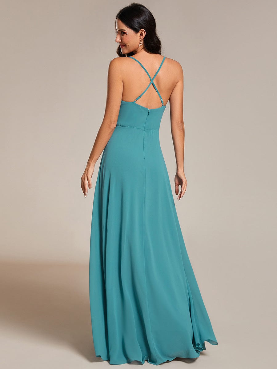 Elegant Sleeveless A-Line Chiffon Bridesmaid Gown with Criss-Cross Back Detail