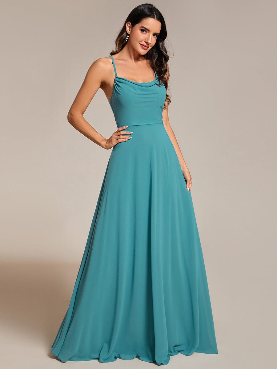 Elegant Sleeveless A-Line Chiffon Bridesmaid Gown with Criss-Cross Back Detail