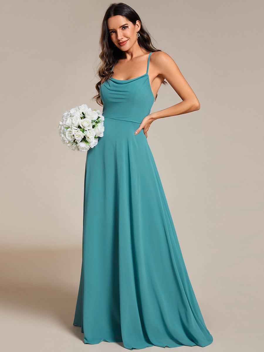 Elegant Sleeveless A-Line Chiffon Bridesmaid Gown with Criss-Cross Back Detail