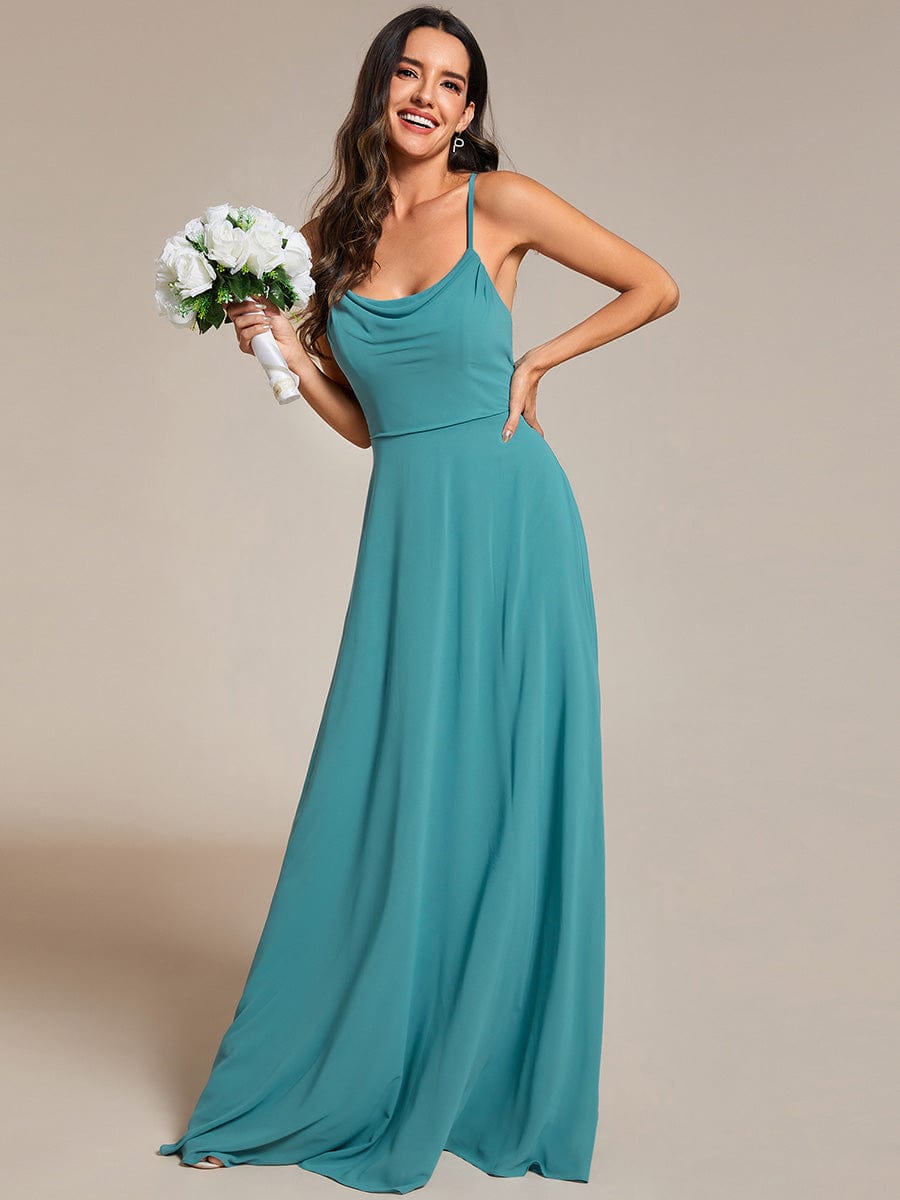 Elegant Sleeveless A-Line Chiffon Bridesmaid Gown with Criss-Cross Back Detail