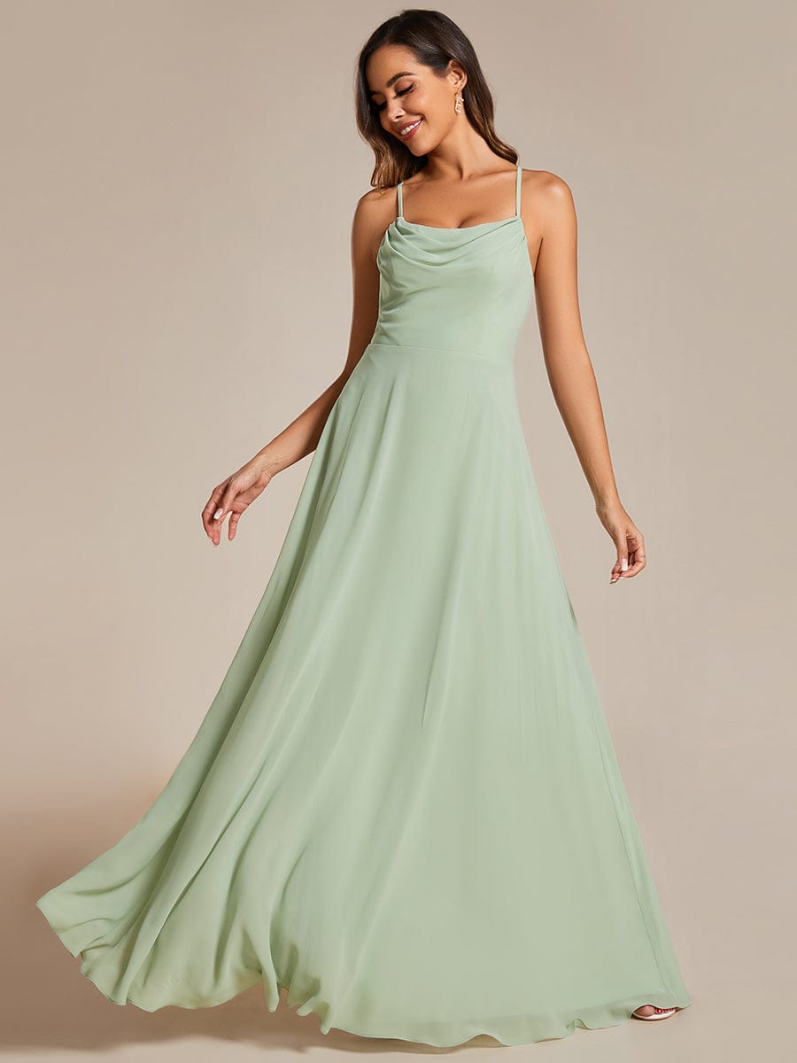 Elegant Sleeveless A-Line Chiffon Bridesmaid Gown with Criss-Cross Back Detail