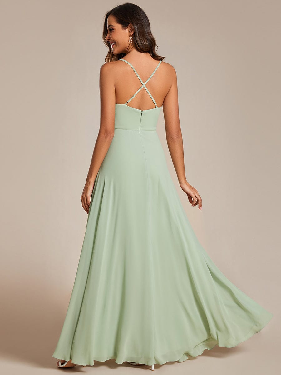 Elegant Sleeveless A-Line Chiffon Bridesmaid Gown with Criss-Cross Back Detail