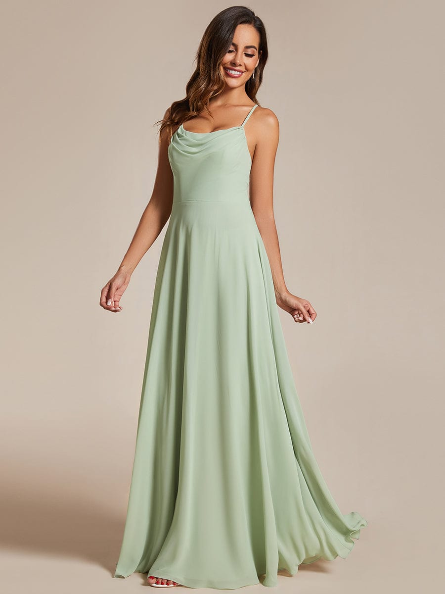 Elegant Sleeveless A-Line Chiffon Bridesmaid Gown with Criss-Cross Back Detail