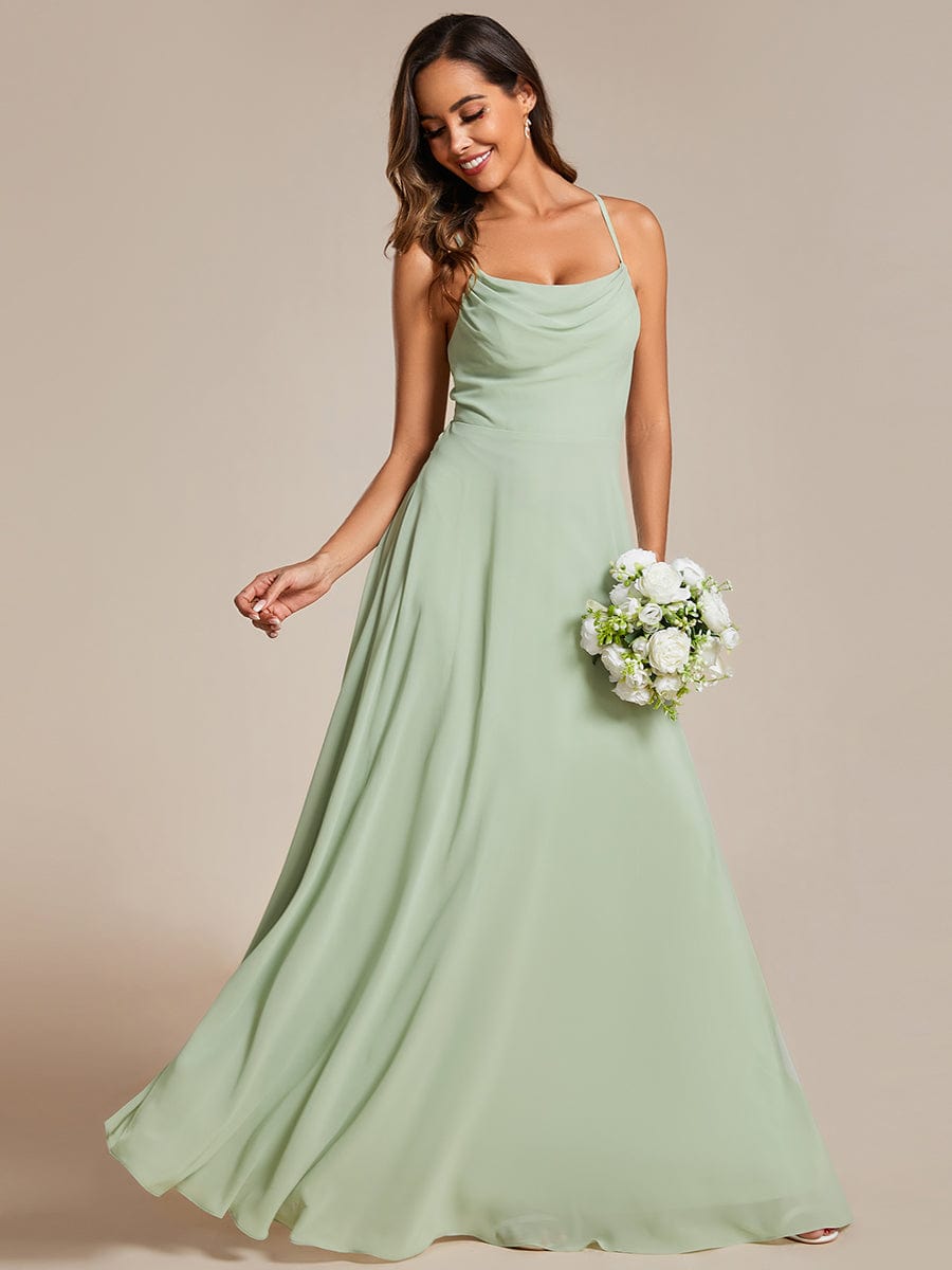 Elegant Sleeveless A-Line Chiffon Bridesmaid Gown with Criss-Cross Back Detail